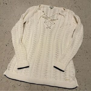 Nautica Cream Lace-Up Knit Coverup